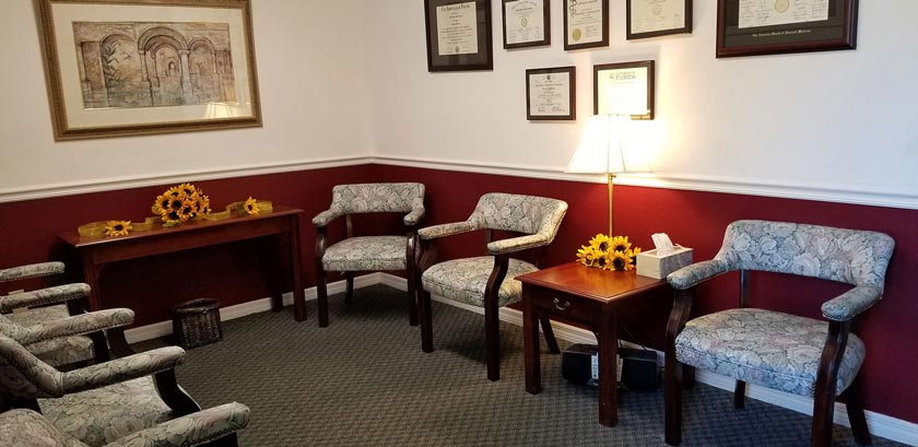 View of Florida Advanced Pulmonary's Cozy Waiting Room.